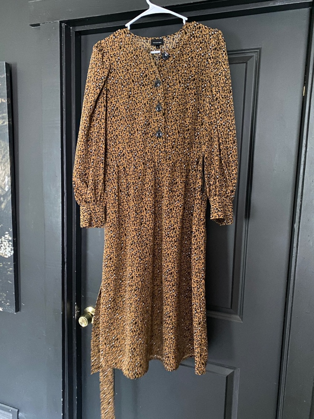 Who what wear leopard long sleeve midi dress size s